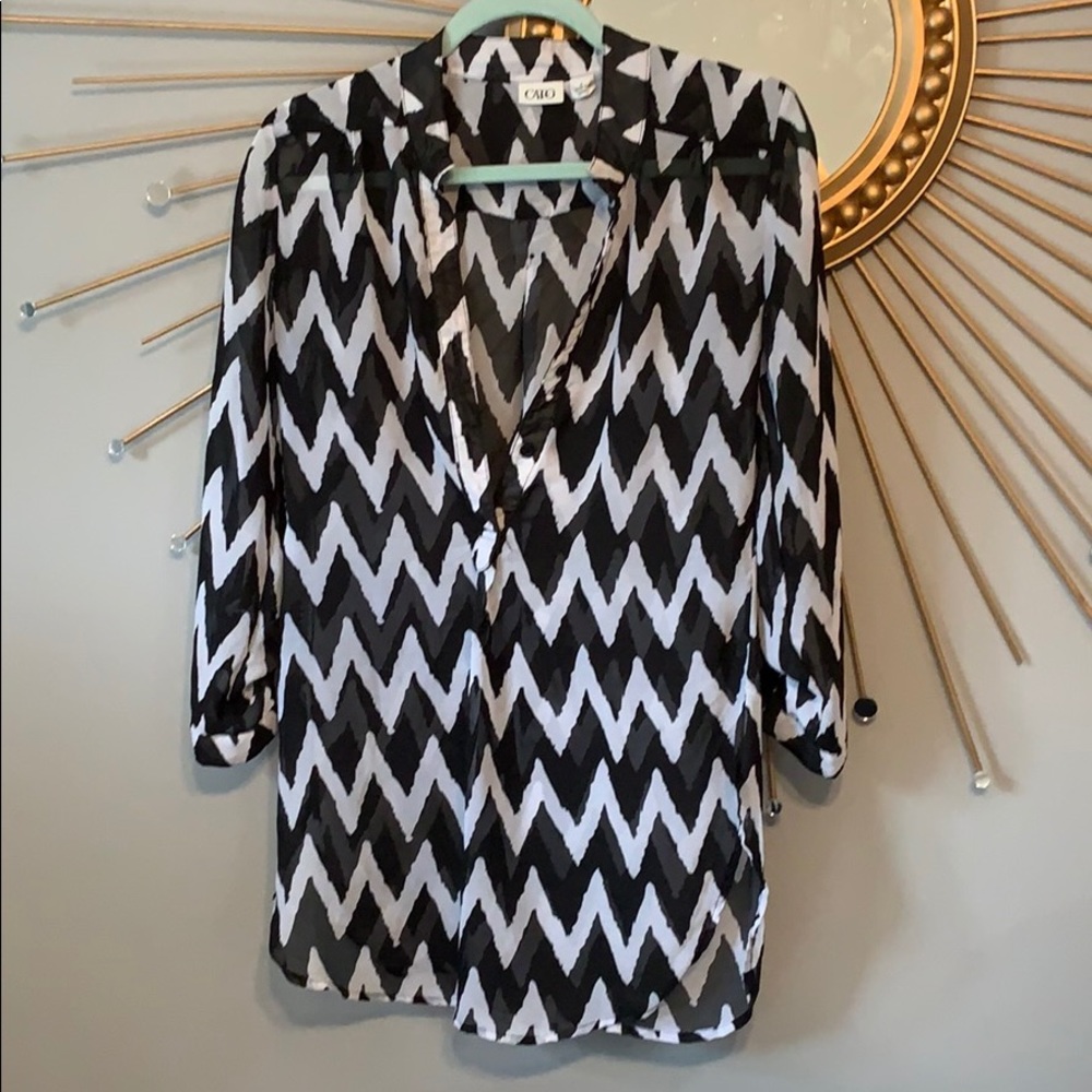 Cato Black/White Chevron Tunic -Small